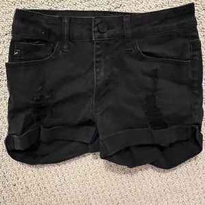 Black denim shorts